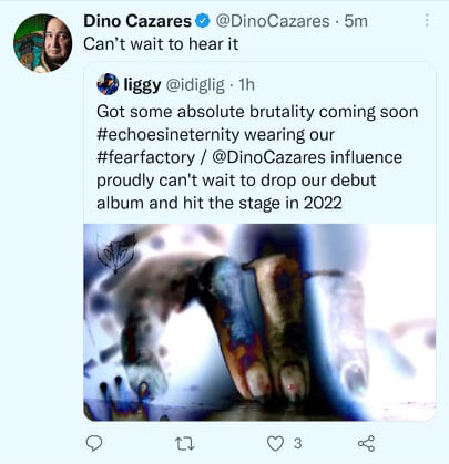 Tweet from Fear Factory's Dino Cazares